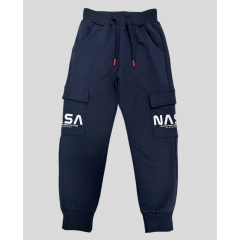Синие,Трикотажные спортивные штаны NASA,Премиум качества, с накладными карманами, на манжете для мальчиков. Размеры 8-16.F-26.Польша